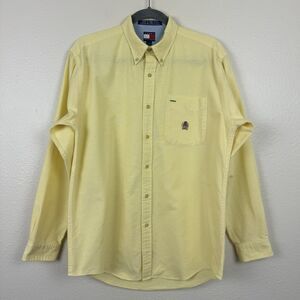 Boys Tommy Hilfiger Long Sleeve Button Down Shirt Top Cotton Yellow XL
